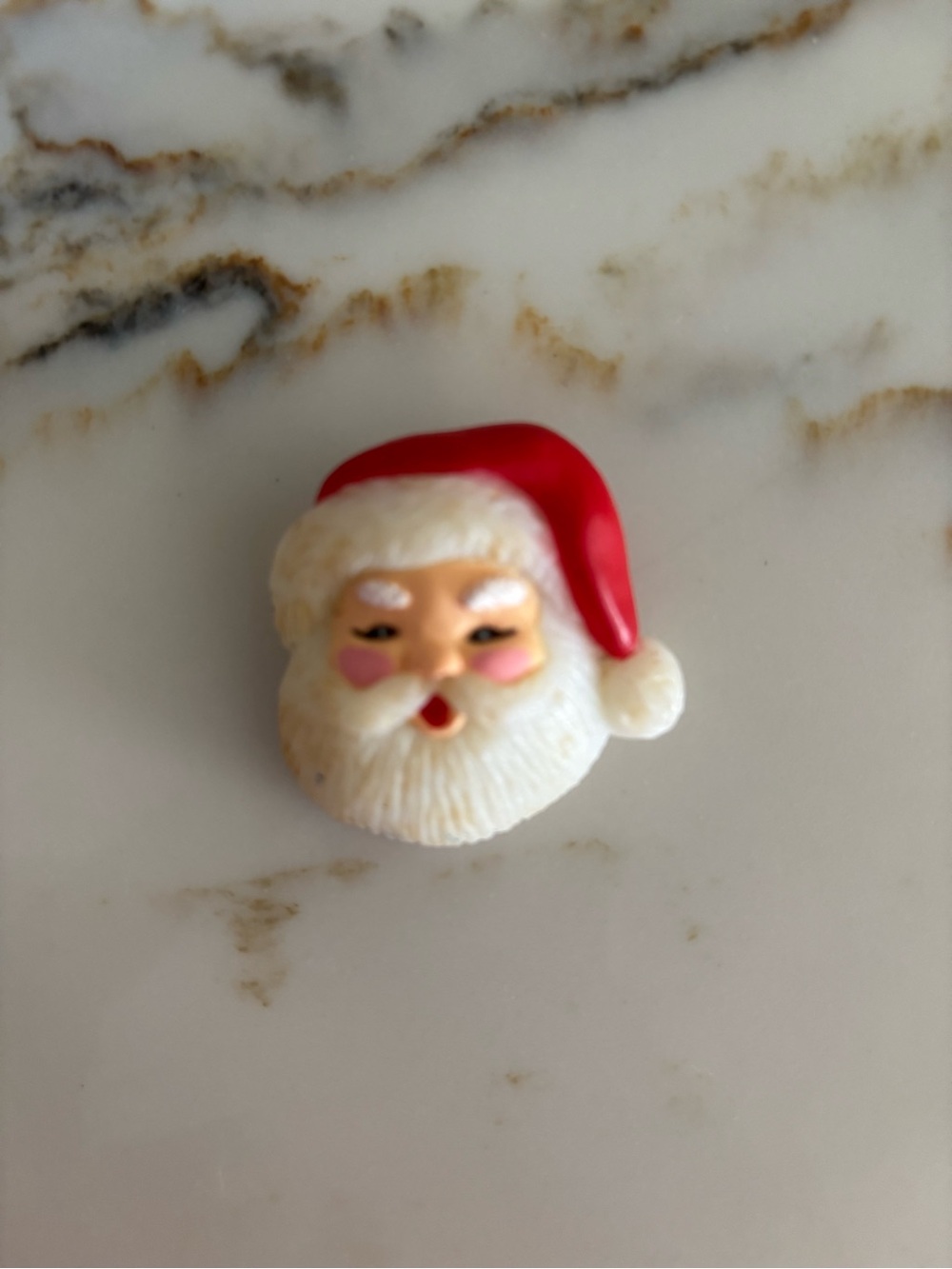 Festive Santa Face Holiday pin - White & Red